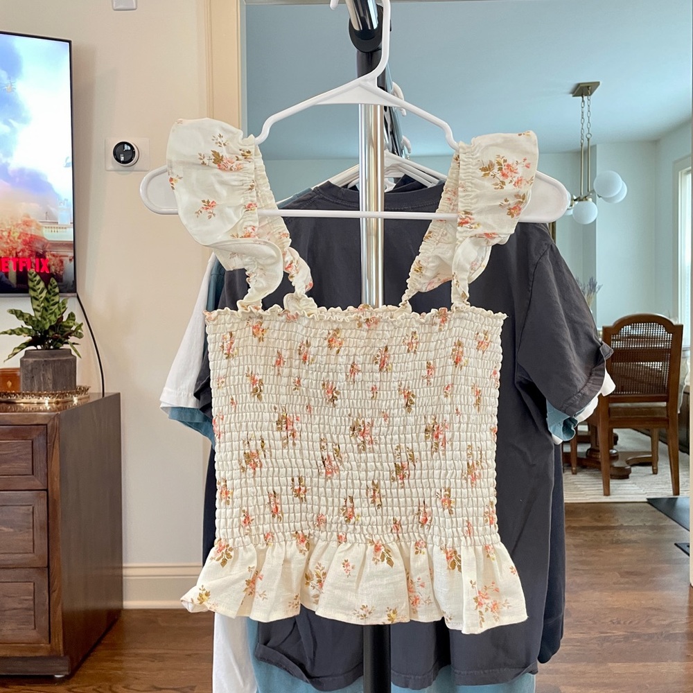 Reformation Floral Square Neck Top size small